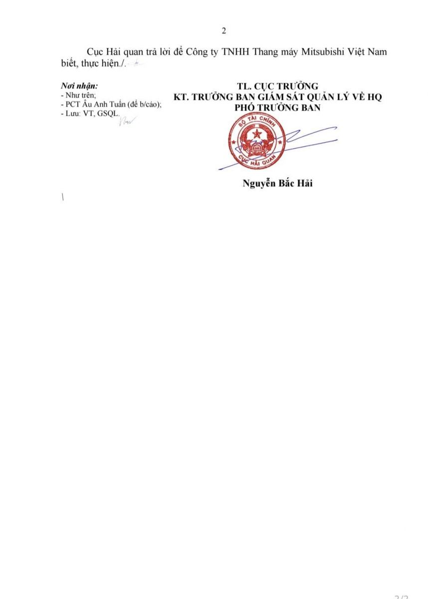 Customs Official Letter Page 2